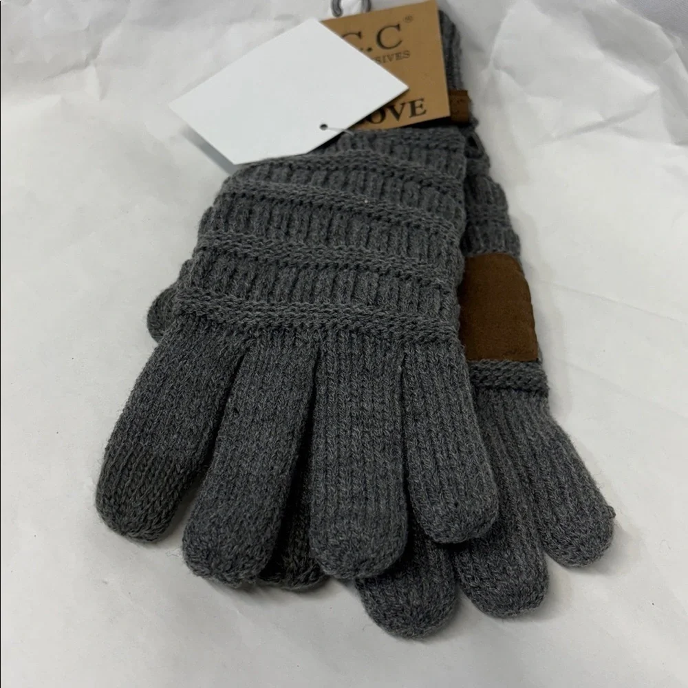 C.C Exclusives slate Gray smart tips Touchscreen compatible leather palm Gloves